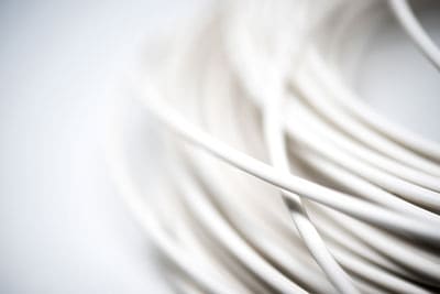 A coaxial cable in white color