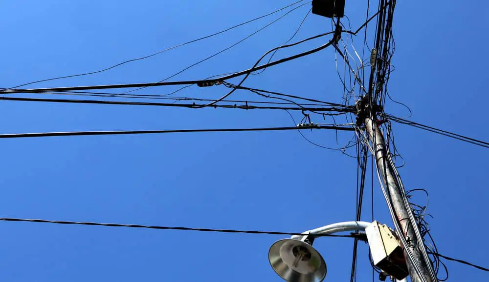 A fiber optic cable on the pole