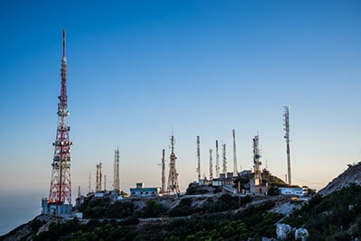 Communication antennas close-up