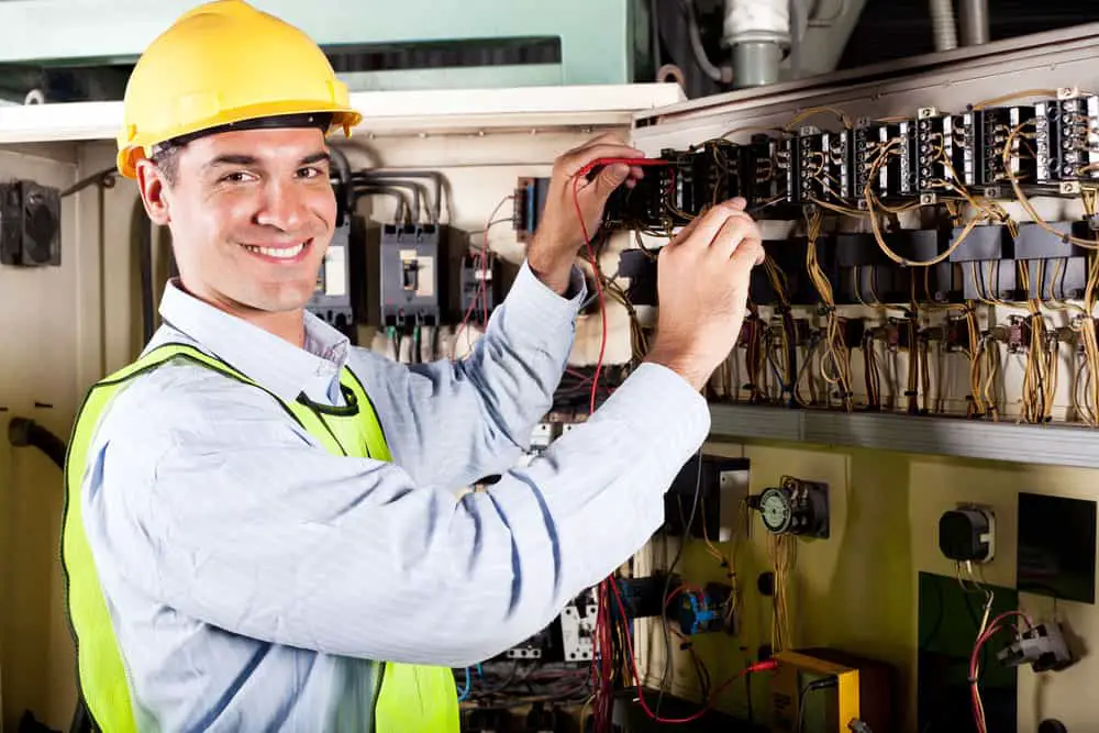 Electrician while testing 