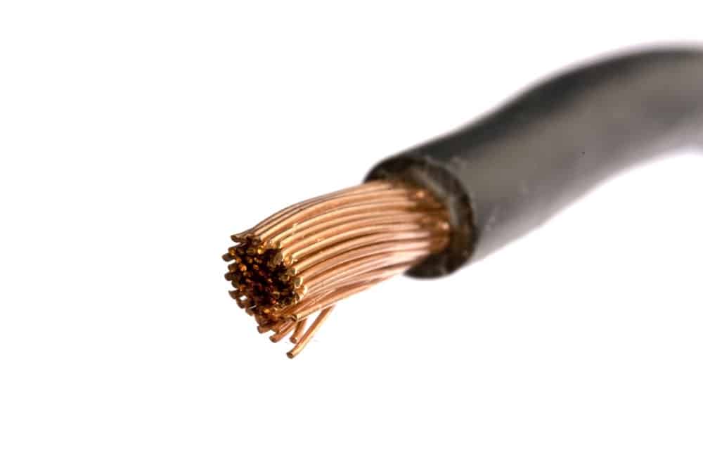 A close-up of an electrical wire