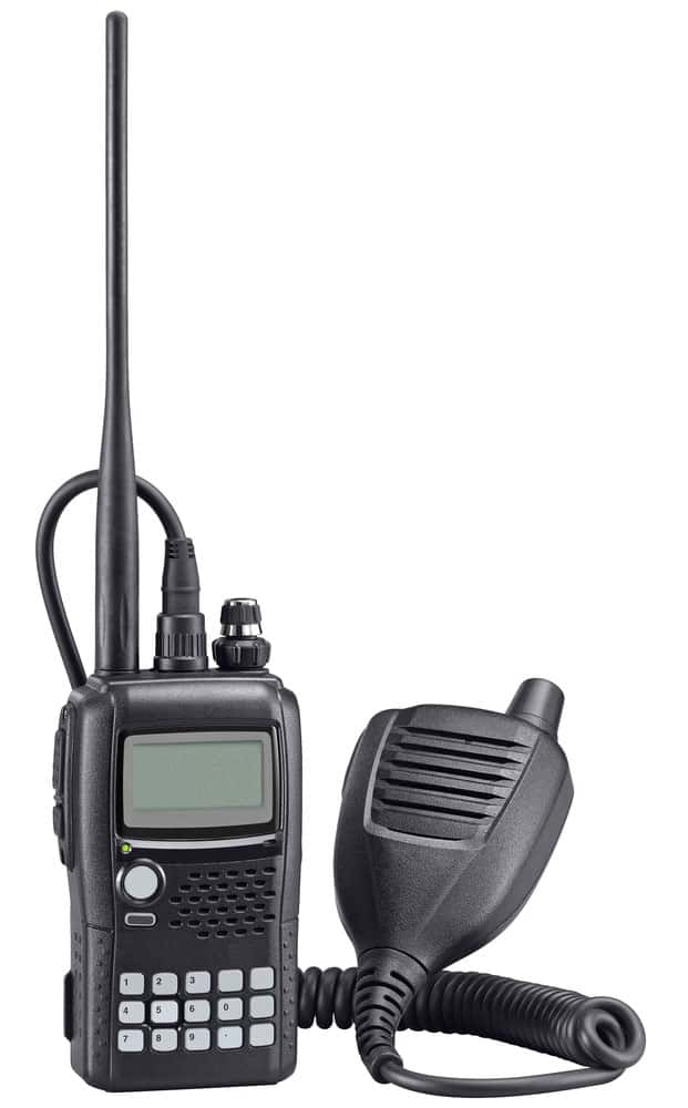 black walkie talkie on white background