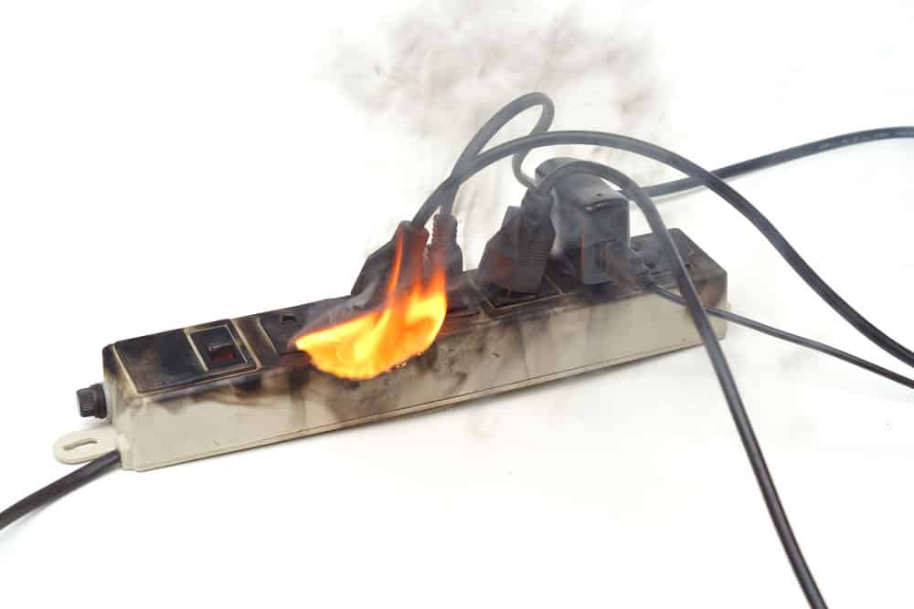 A melted circuit starting a fire