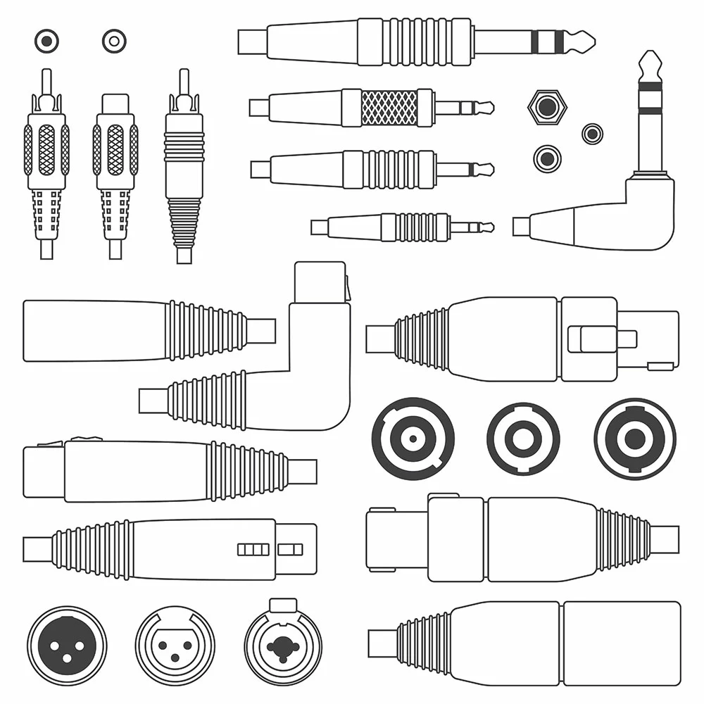 Different types of audio cable connectors