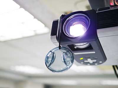 Video projector in a classroom