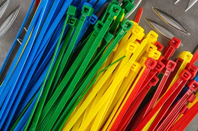 Group of zip ties in a variety of colors