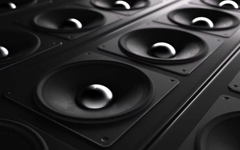 Close-up image of speaker arrays. 