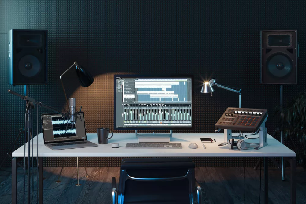 Studio monitor system in a recording studio