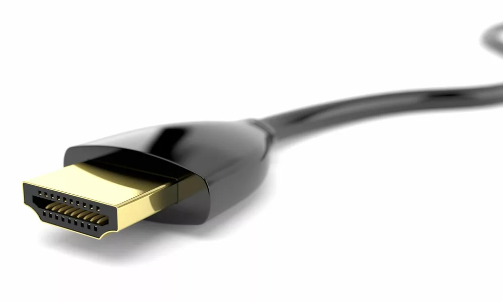 A close view of an HDMI cable