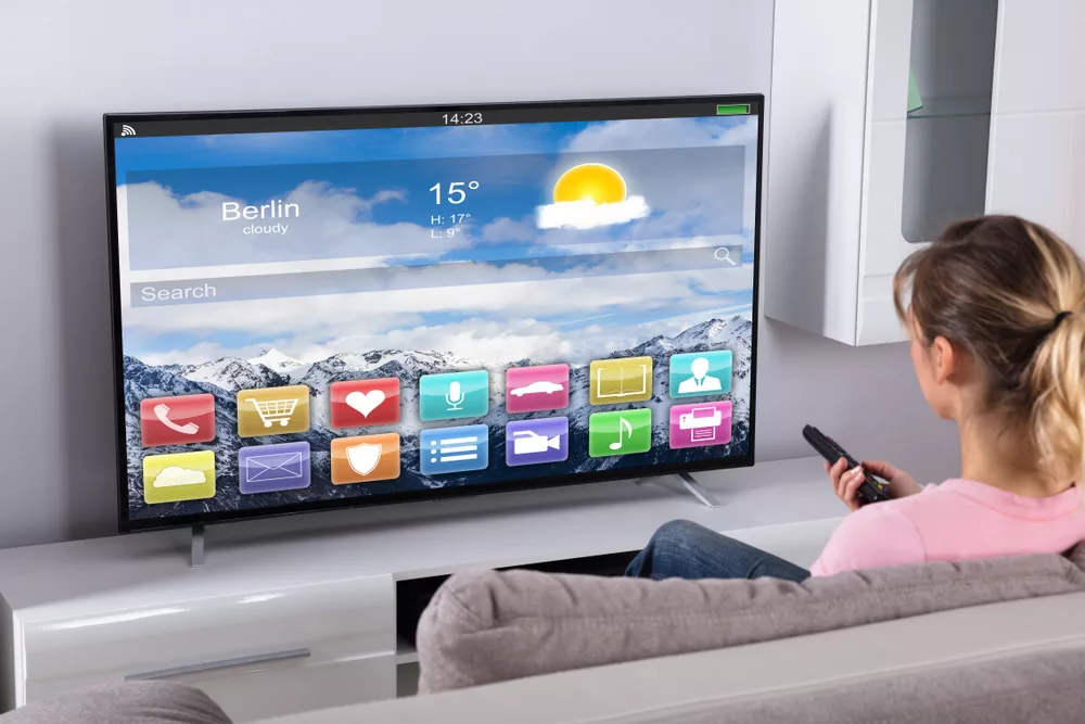 A smart TV showing pre-installed apps