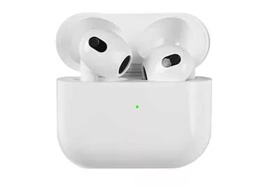 AirPods with a green indicator