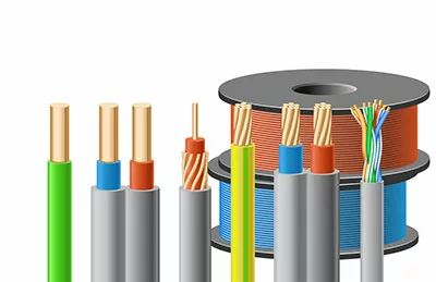 A lineup indicating different types of wires