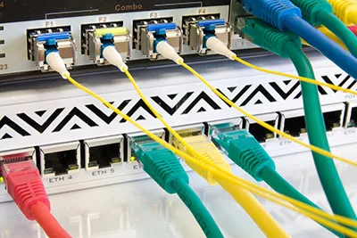 Ethernet cables go inside ports in a router.