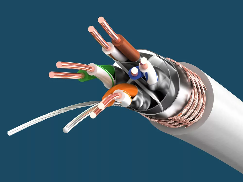 ethernet cable with four pairs of shielded copper wires