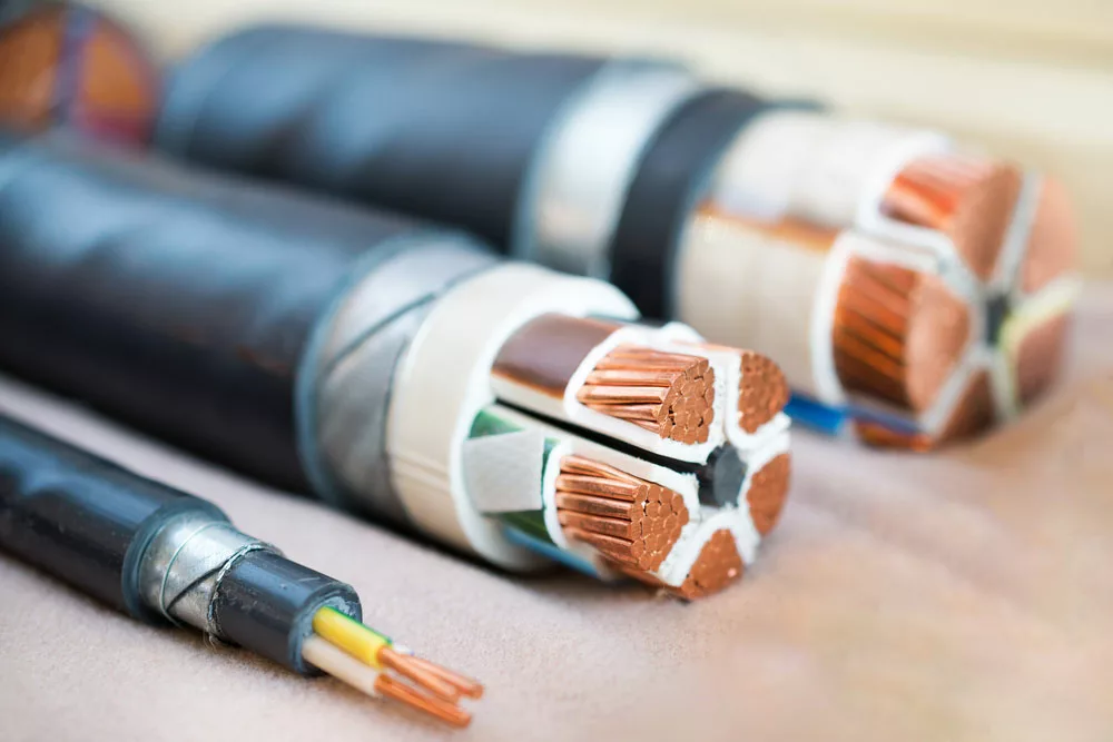 Three shielded power cables