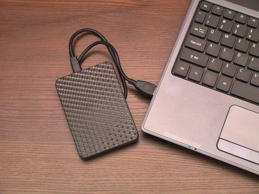 Laptop with a portable hard drive 