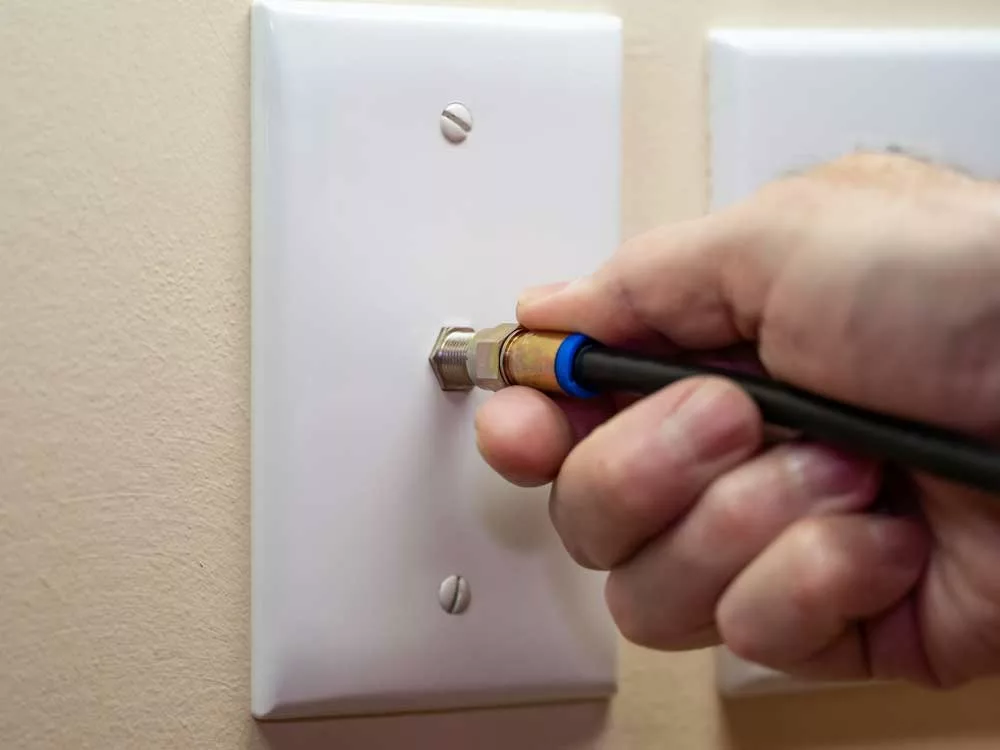 Coax cable connecting TV antenna