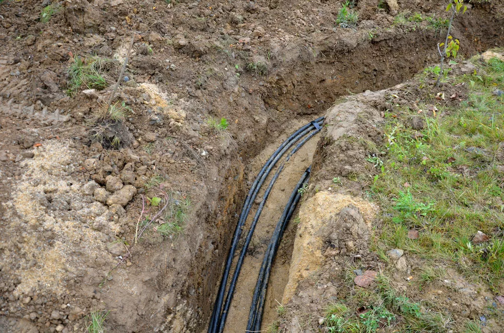 Electric wire in a trench.