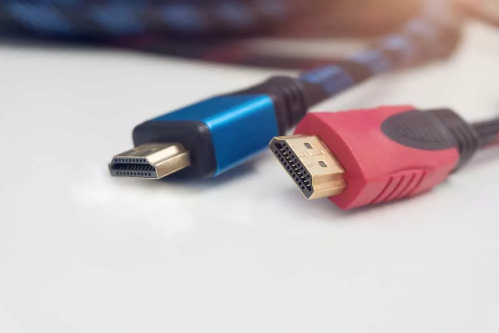 Red and blue HDMI cable