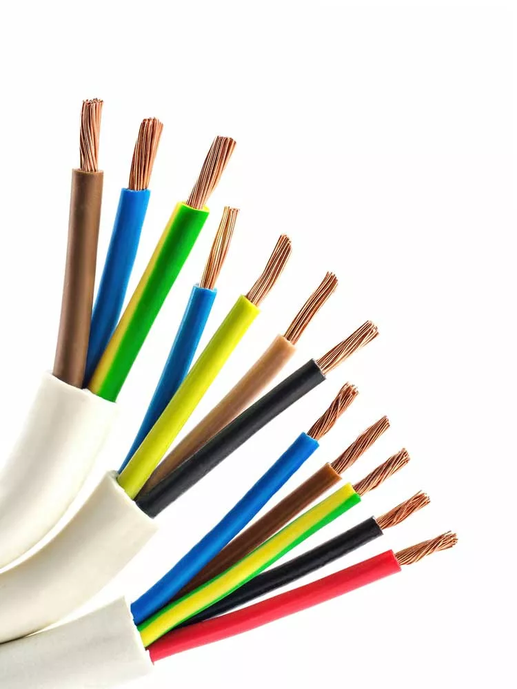 Cables with blue and yellow wires