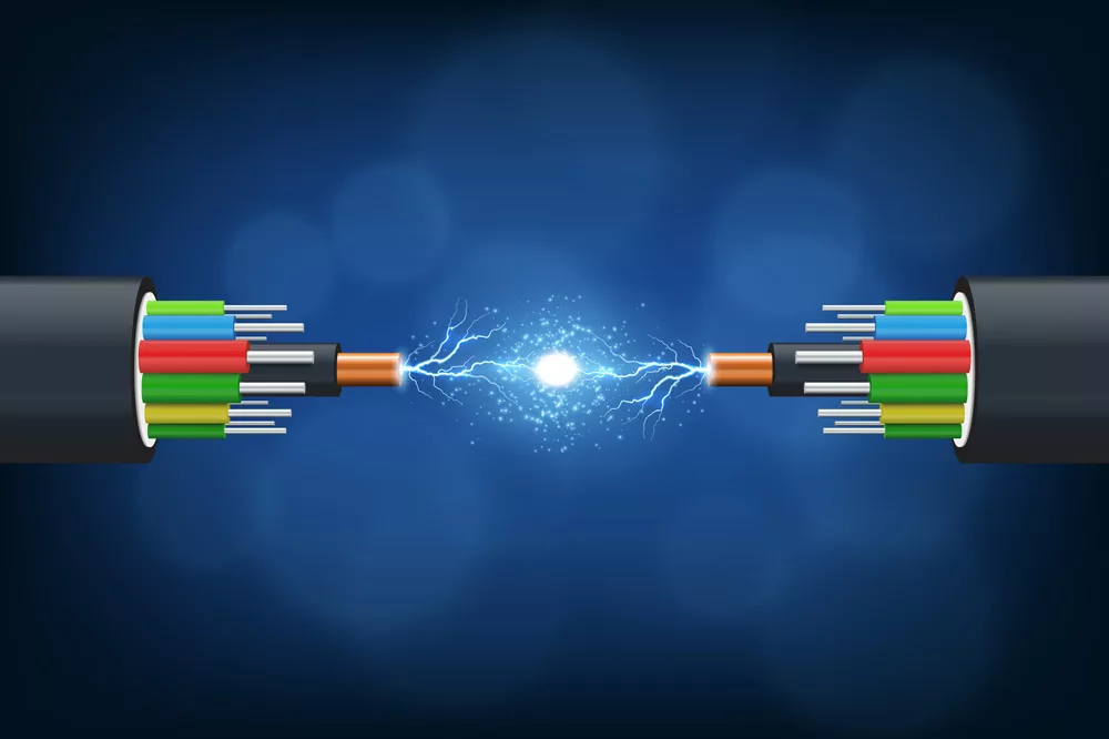 Two fiber cables with ends facing each other