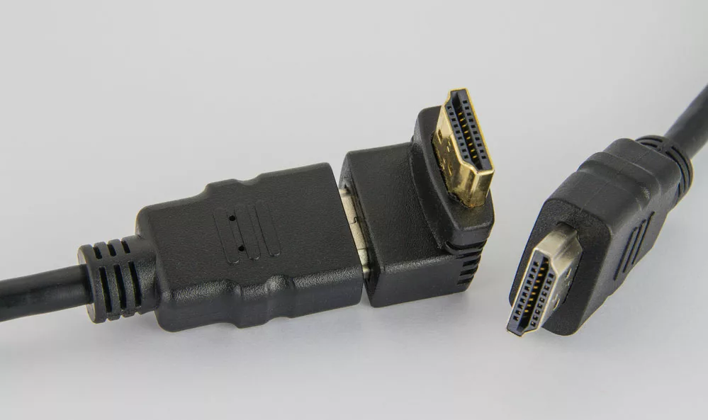 An HDMI cable with a 90-270 degree adapter.