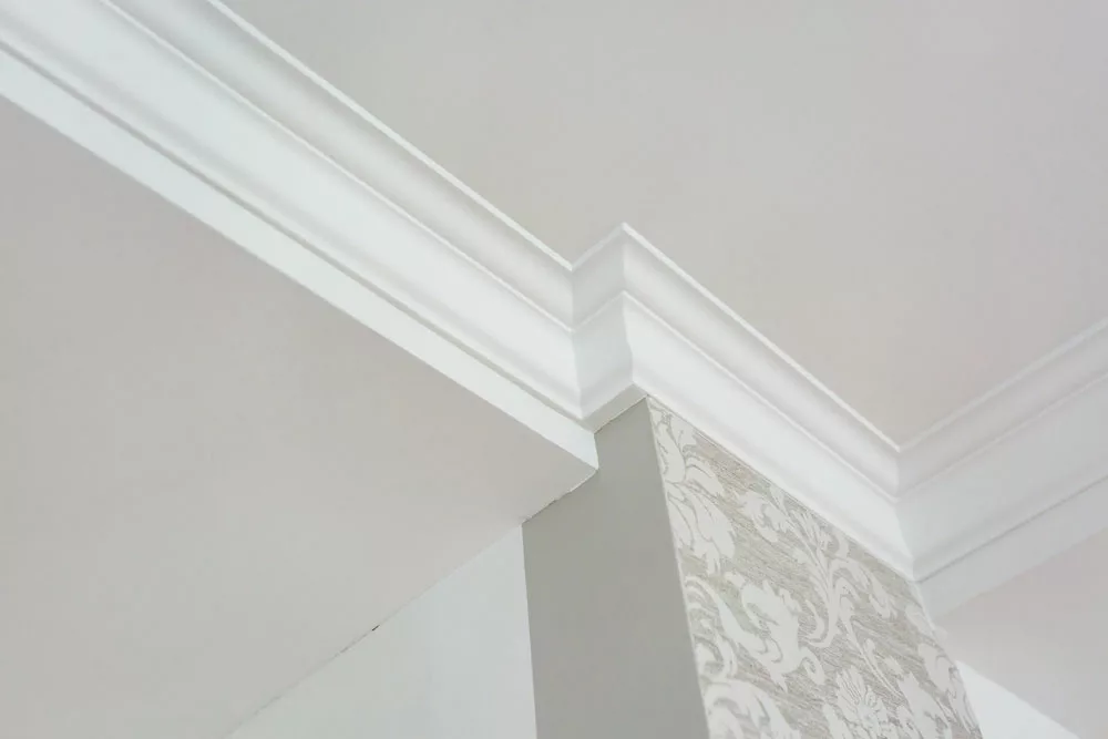 Crown molding on the ceiling of a house