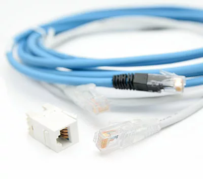 Cat5 Ethernet cable with white coupler
