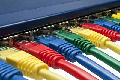 Rainbow color computer network plugs