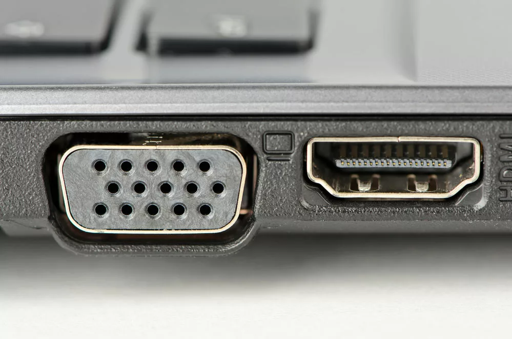 HDMI cable plugged into a laptop