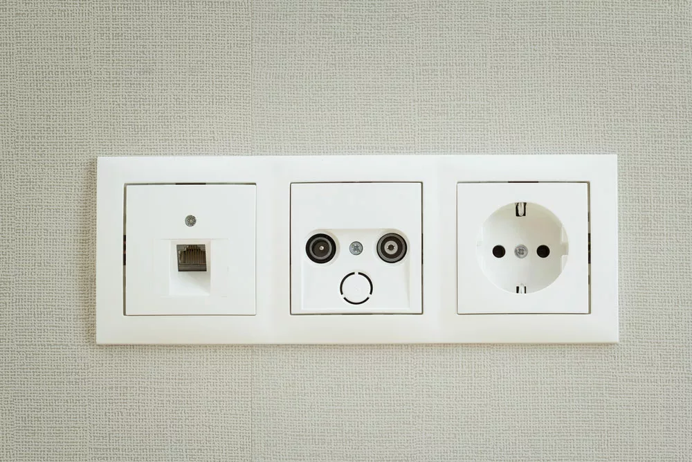 Different types of wall sockets, including RJ45