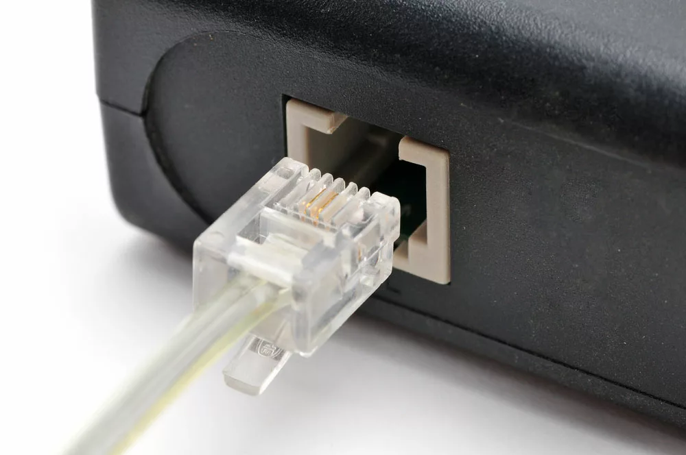 Ethernet cable inside telephone port