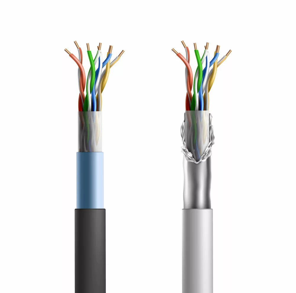 Cat 6 cable with twisted and shielded pairs of wire