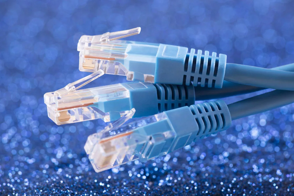 Data transmission blue ethernet cables