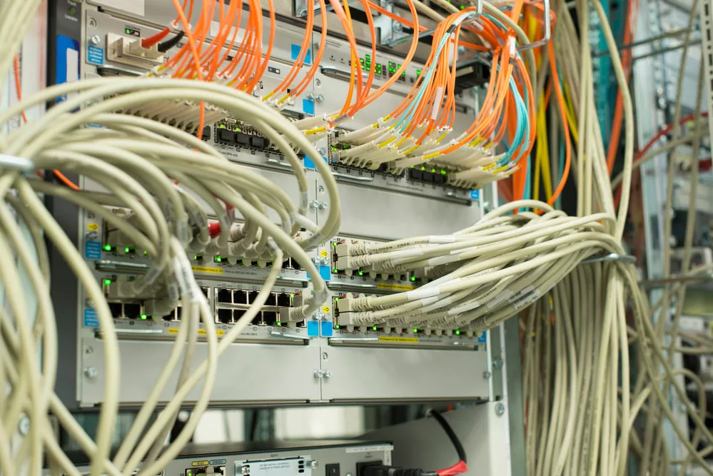 Wires connected to a patch panel