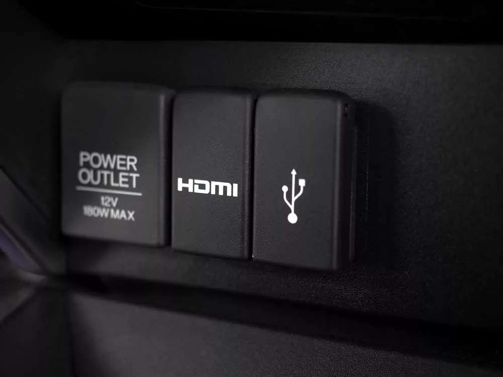 Automotive HDMI socket interior of a car