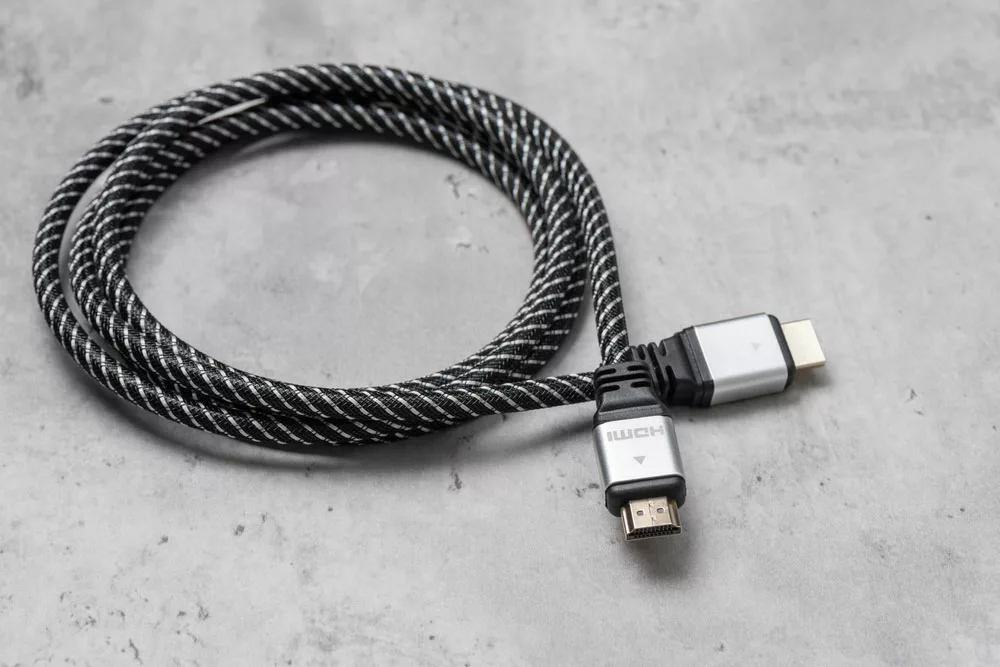 A braided HDMI cable
